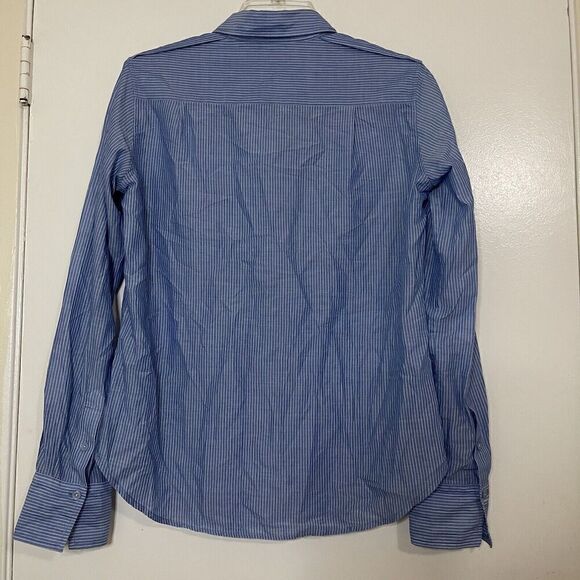 VINCE. blue pinstriped button down long sleeve casual cotton shirt size US 6 - Picture 4 of 5
